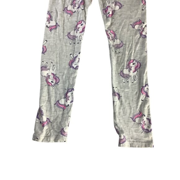 H&M Girls Unicorn Print Leggings Size US 6-8Y Grey Comfy Stretchy Casual Wear - Picture 9 of 10